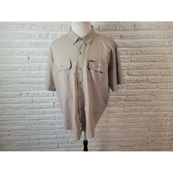 Orvis Mens Shirt XXL Classic Collection Collar Button Up Beige Pockets B5E - Picture 1 of 8